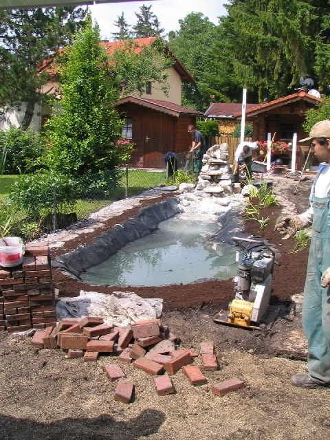 Teichbau in München - während der Arbeiten - ANDERLIK GmbH